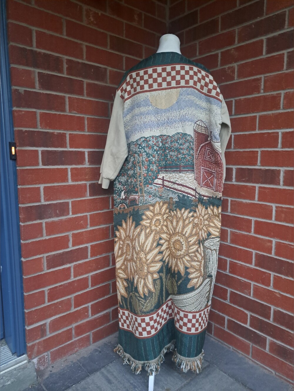 Long Upcycled Tapestey Blanket Jacket